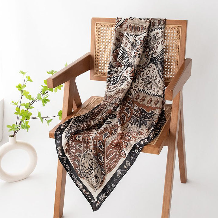 41" x 41" Classic Bloom Floral Paisley Butterfly Vintage Printed 100% Mulberry Silk Charmeuse Square Scarf