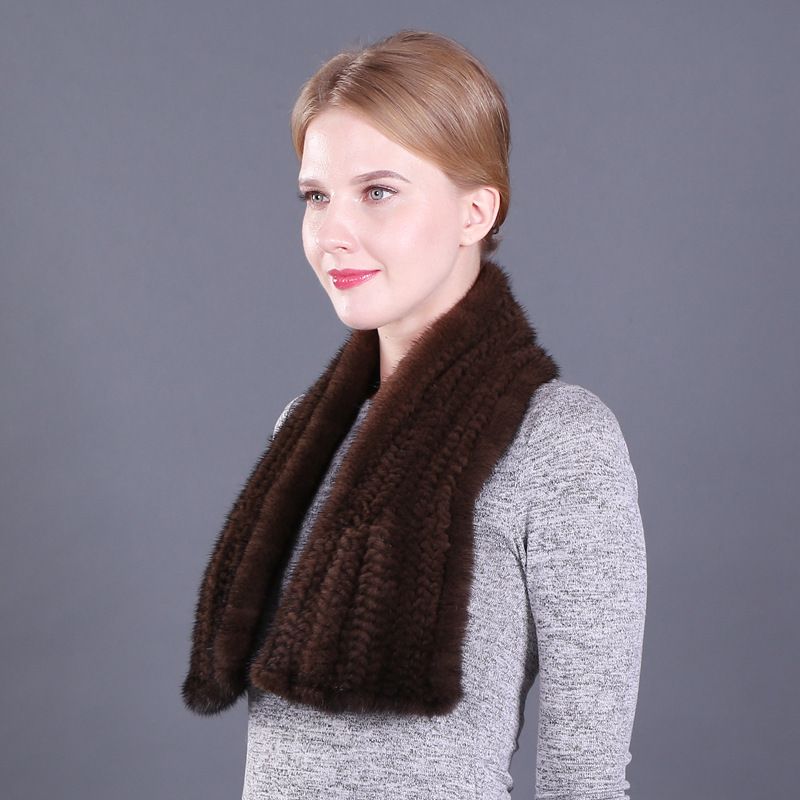 Elegant Real Mink Fur Knitted Scarf Luxury Winter Scarf for Cold Weather