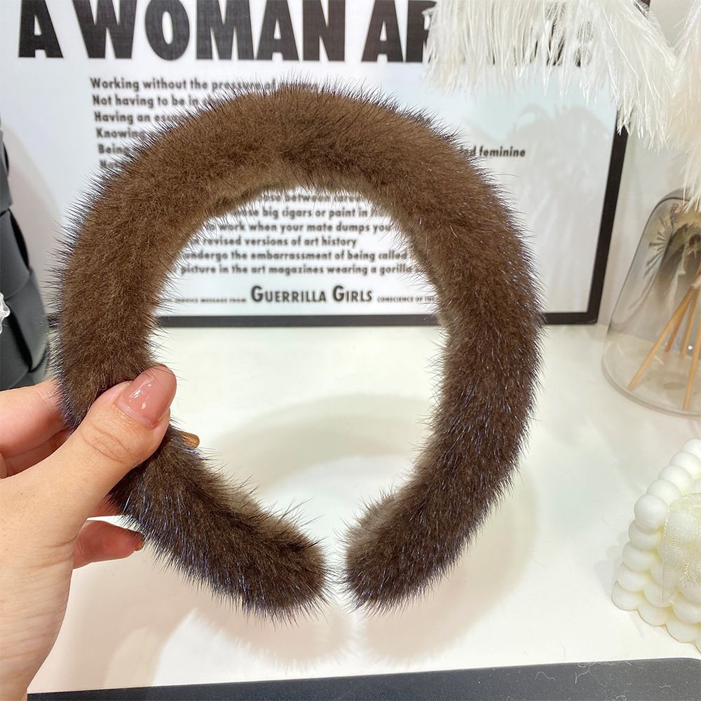 Elegant Real Mink Fur Headband for Women Soft Fuzzy Hairband Hair Accessory