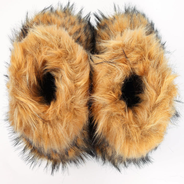 Faux Raccoon Fur Snow Boots for Women Winter Furry Cozy Slip-On Ankle Fur Boots