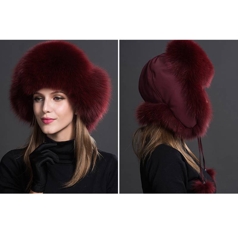 Real Fox Fur Trapper Hats for Women Winter Outdoor Cold Weather Fluffy Fuzzy Furry Genuine Fur Hats