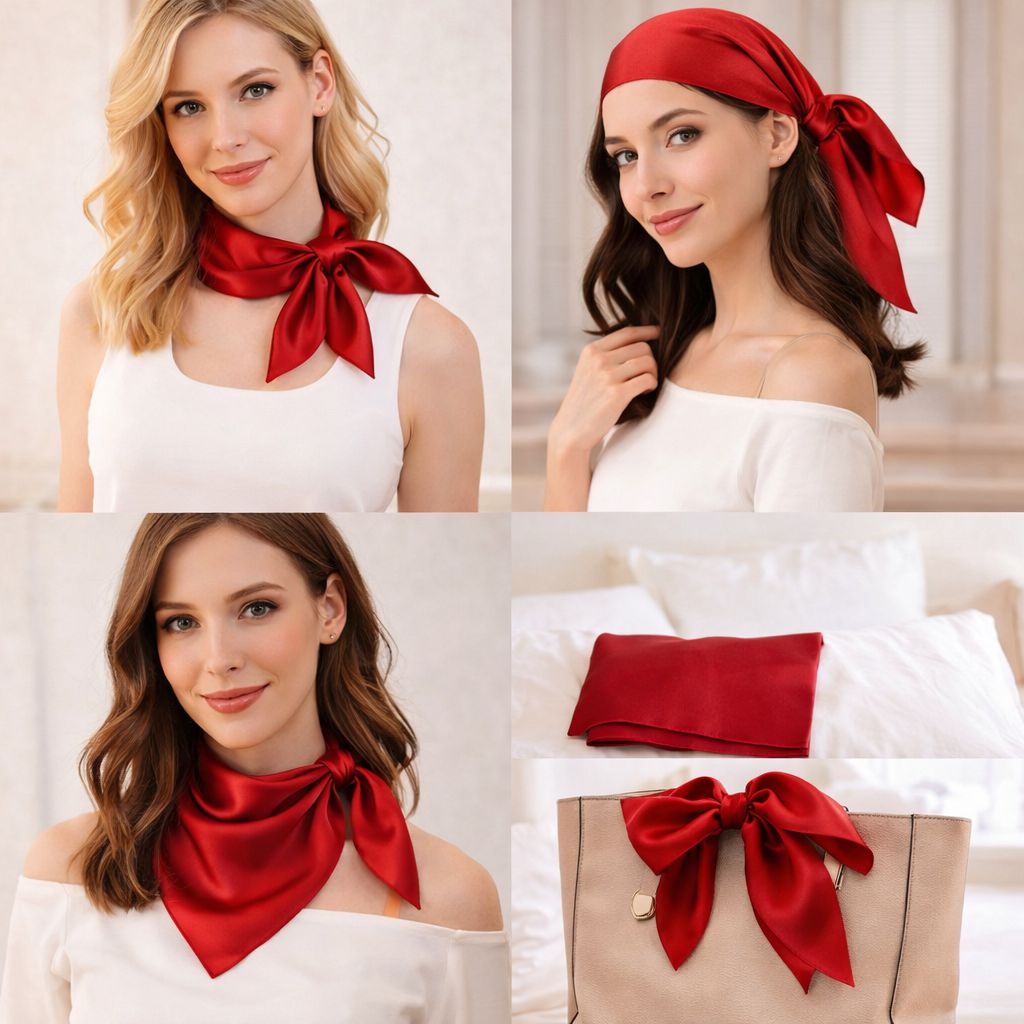 12"-35" Classic Solid Color 100% Mulberry Silk Square Scarves