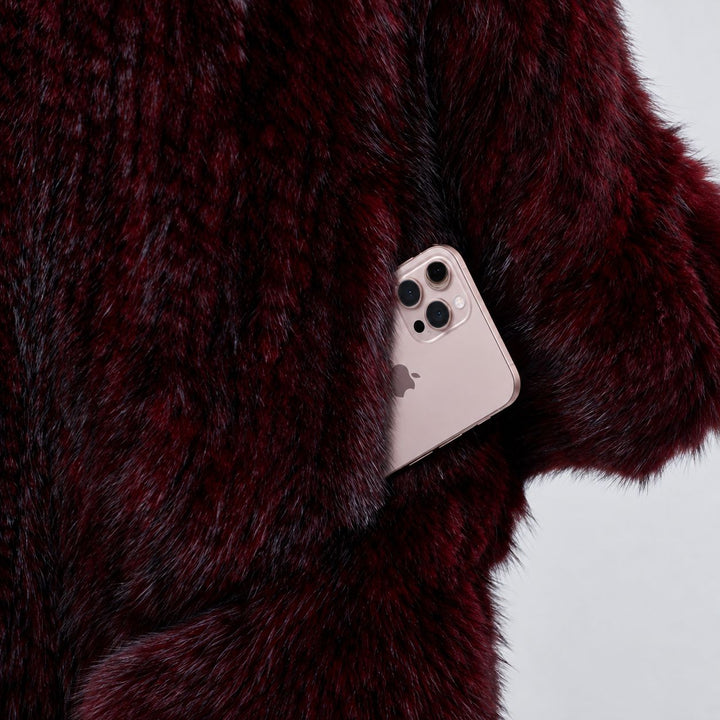 Genuine Mink Fur Zip Front Poncho with Hood Oversized Fur Cape Shawl Wrap