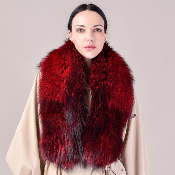 Women's Large Size Real Fox Fur Scarf Winter Luxury Warm Fur Collar