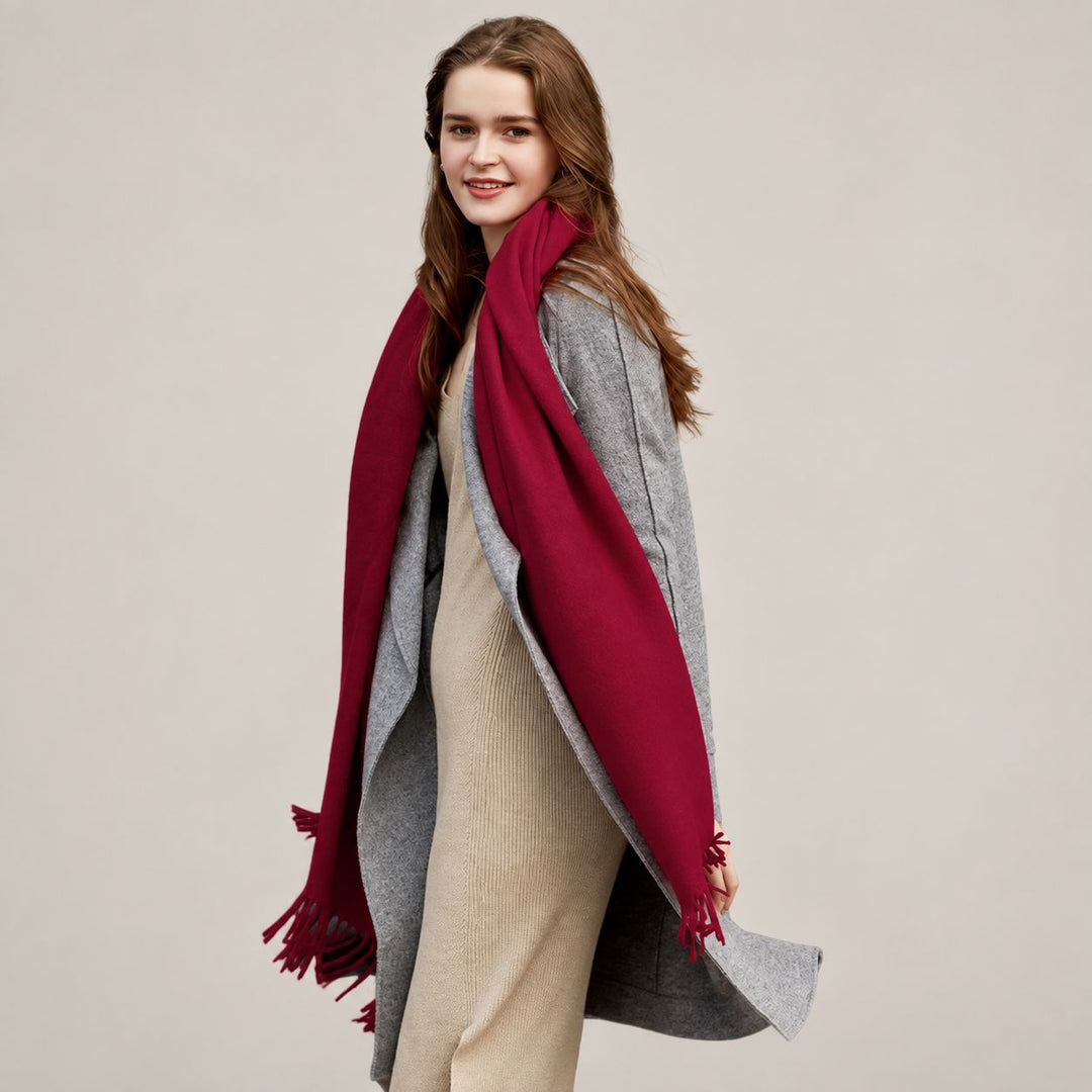 Classic Long Cashmere Scarf with Tassels