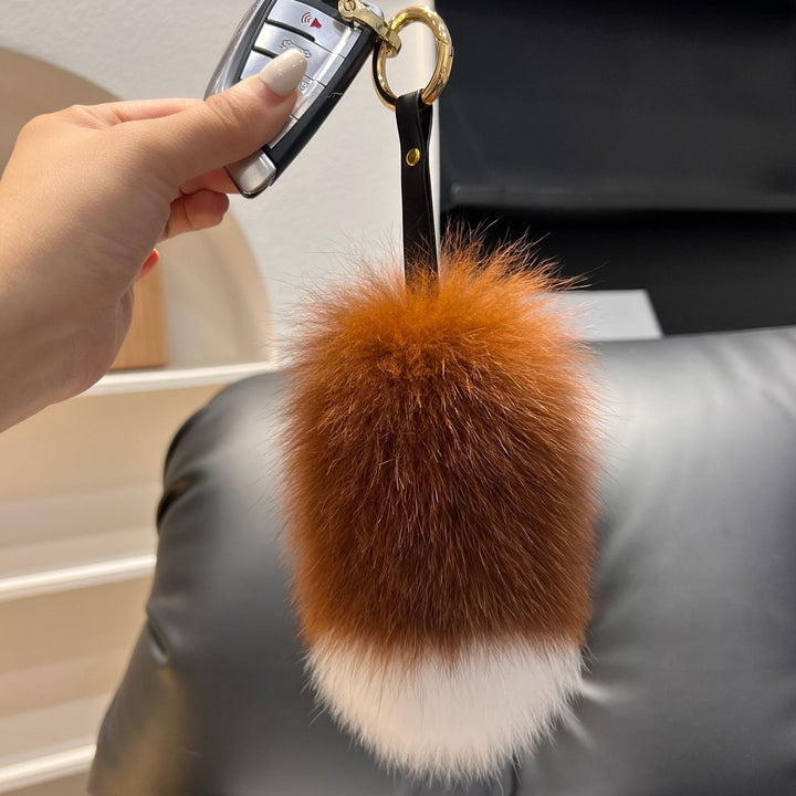 Cute Small Tail Real Fox Fur Keychain Luxury Fluffy Fur Bag Charm