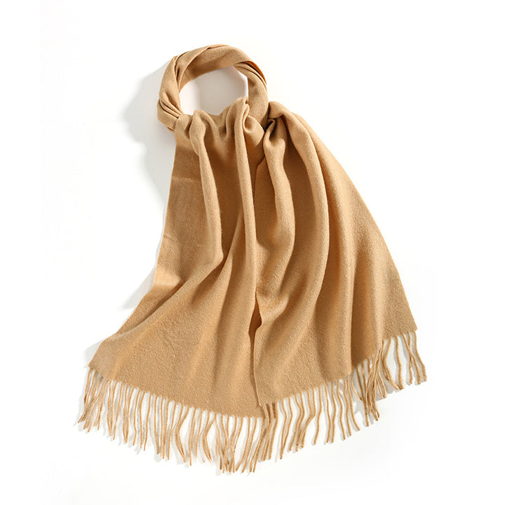 Basic Solid Color Long Cashmere Scarf with Tassels