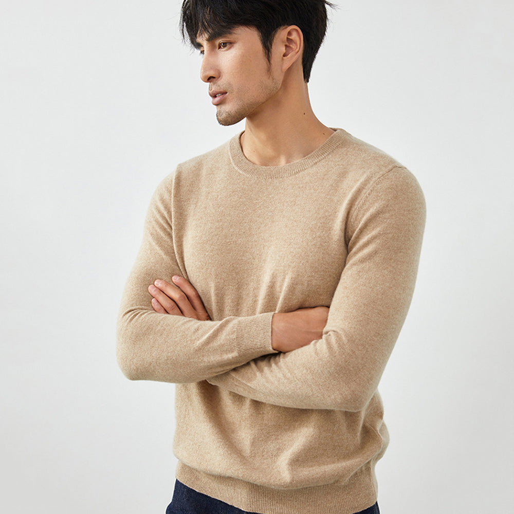 Men's Classic Crew Neck 100% Cashmere Pullover Sweater