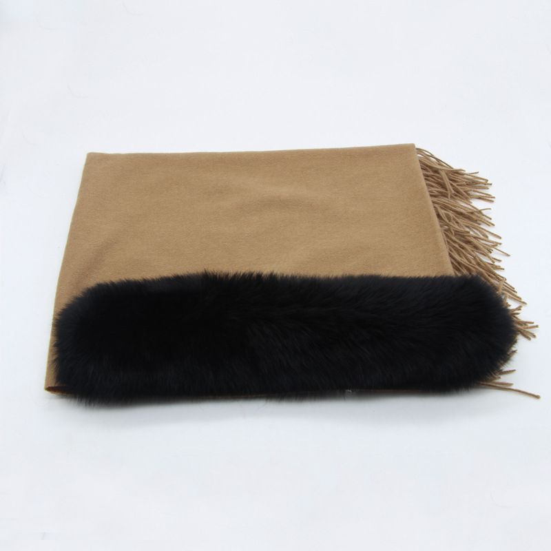 Cashmere Shawl with Real Fox Raccoon Fur Collar for Women Luxury Cashmere Wrap Scarf Winter Stole