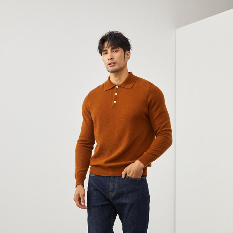 Men's Luxury 100% Cashmere Polo Sweater