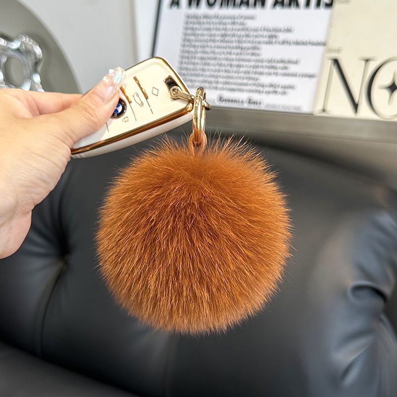 Genuine Fox Fur Pom-Pom Keychain Luxury Fluffy Fur Ball Bag Charm