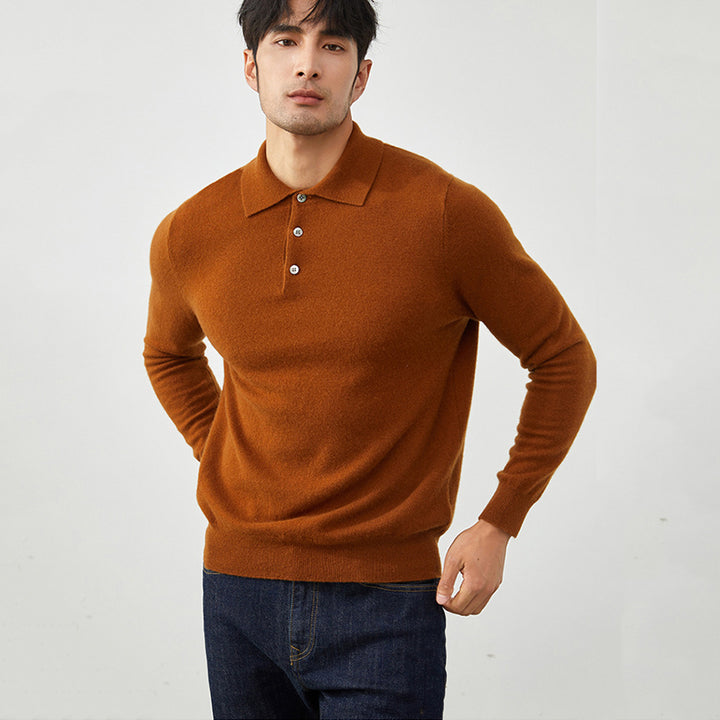 Men's Luxury 100% Cashmere Polo Sweater