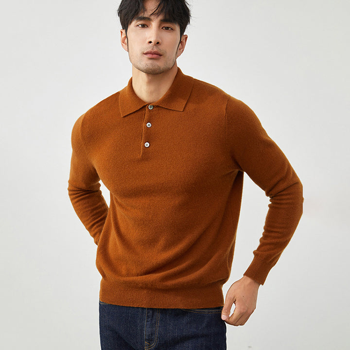 Men's Luxury 100% Cashmere Polo Sweater