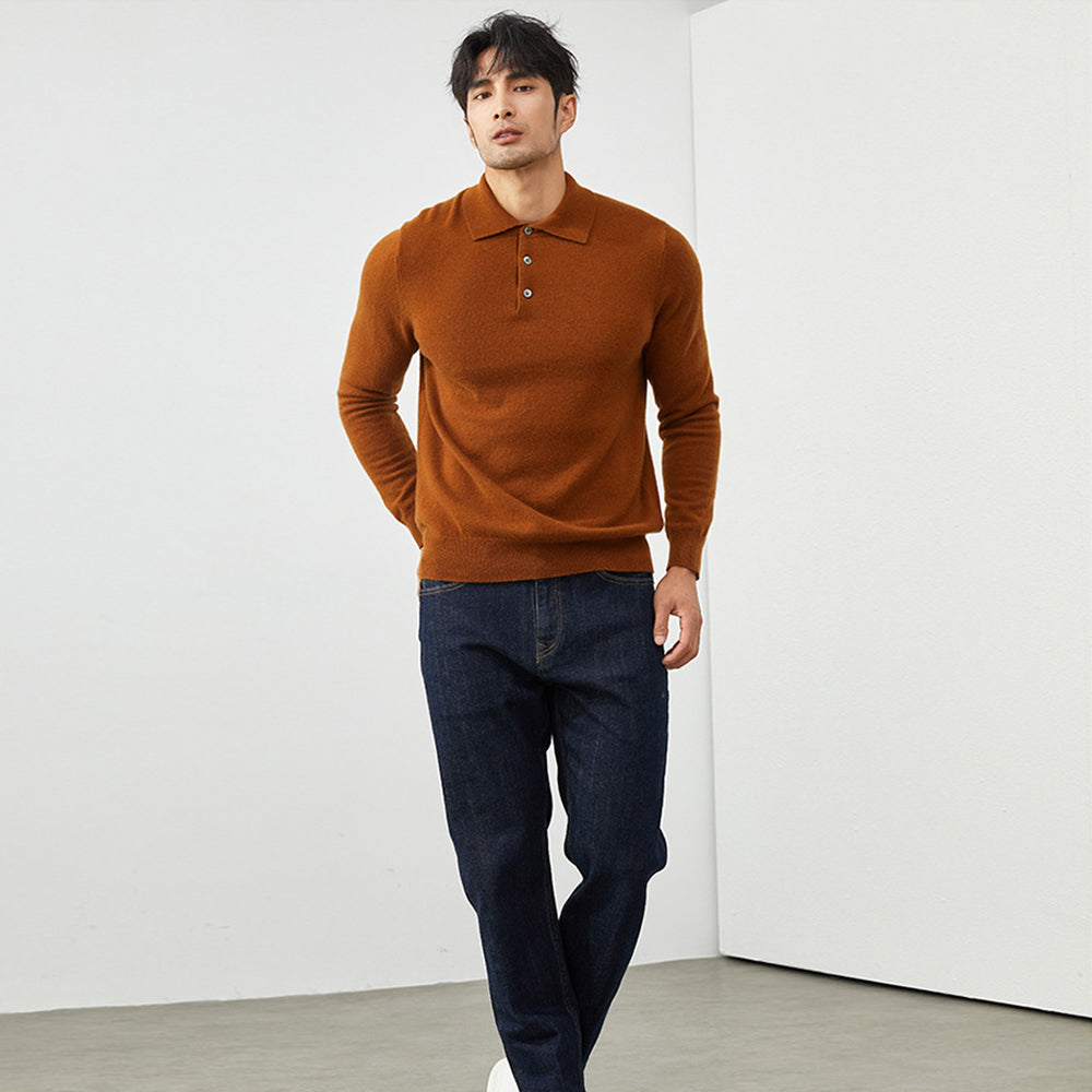 Men's Luxury 100% Cashmere Polo Sweater