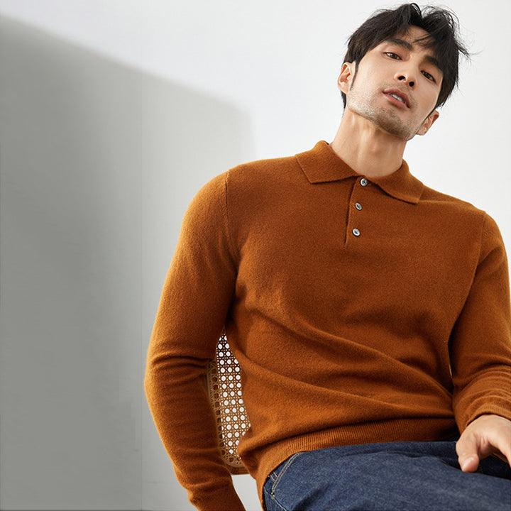 Men's Luxury 100% Cashmere Polo Sweater