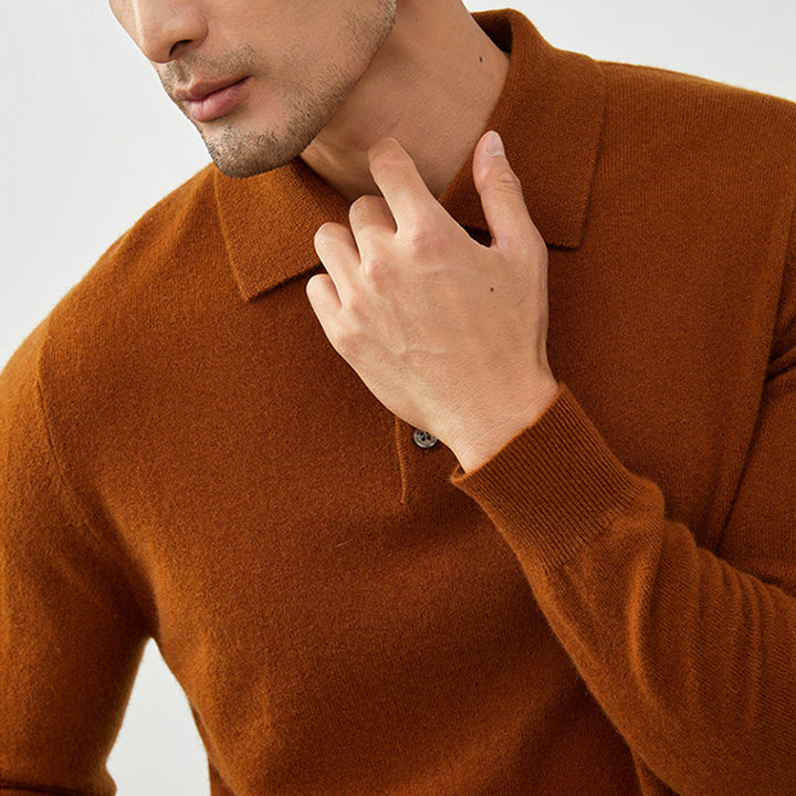 Men's Luxury 100% Cashmere Polo Sweater