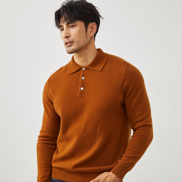 Men's Luxury 100% Cashmere Polo Sweater