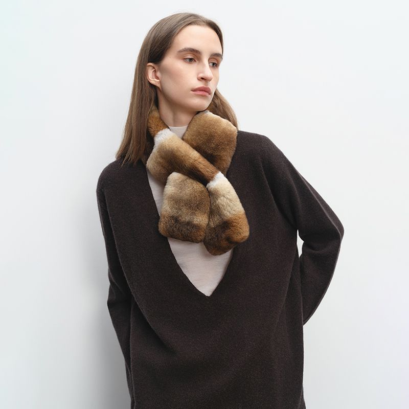 Women's Ombre Rabbit Fur Winter Warm Wrap Scarf