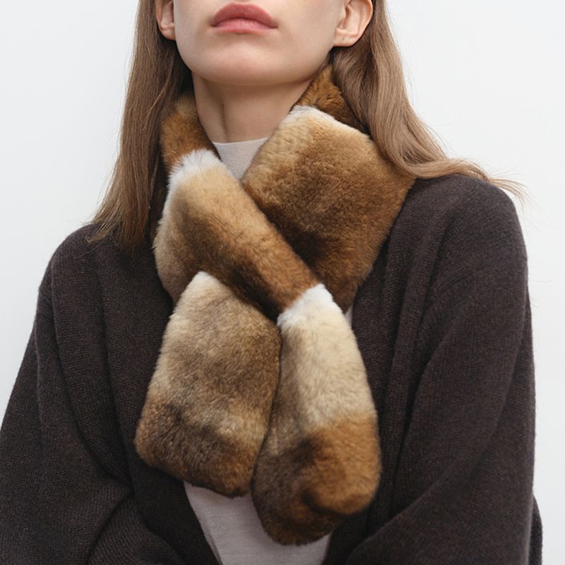 Women's Ombre Rabbit Fur Winter Warm Wrap Scarf