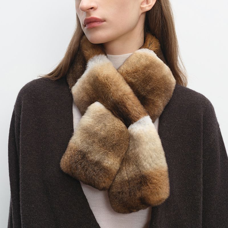 Women's Ombre Rabbit Fur Winter Warm Wrap Scarf