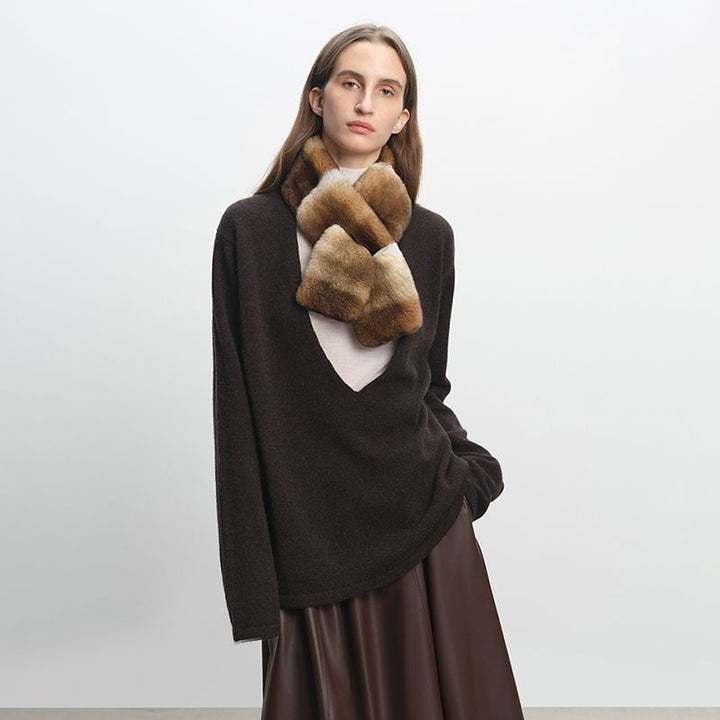 Women's Ombre Rabbit Fur Winter Warm Wrap Scarf