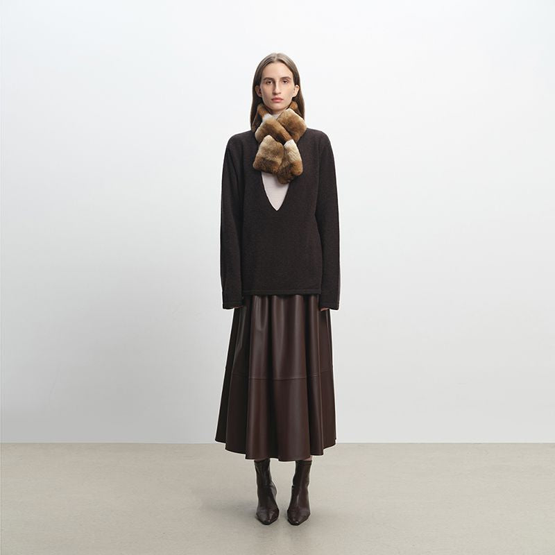 Women's Ombre Rabbit Fur Winter Warm Wrap Scarf