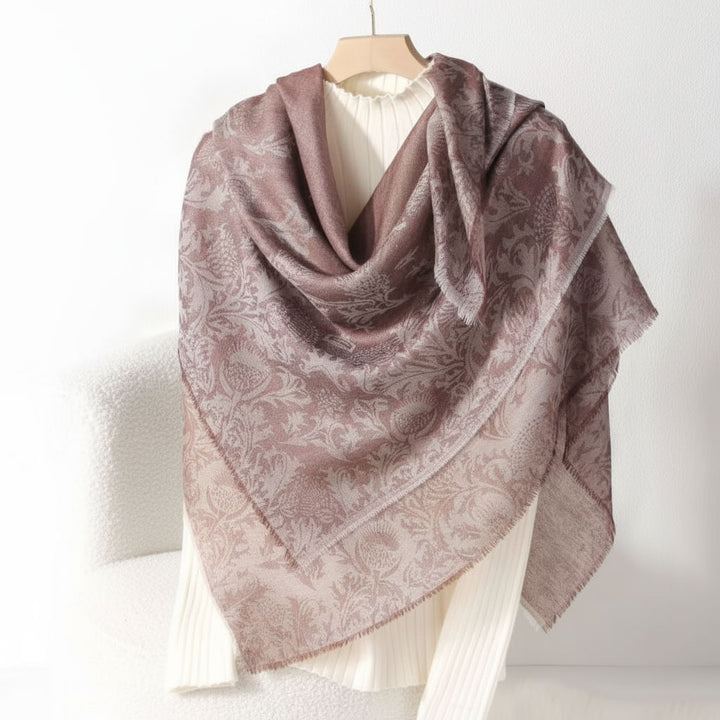 Elegant Floral Patterned 100% Cashmere Shawl Wrap
