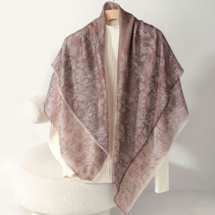 Elegant Floral Patterned 100% Cashmere Shawl Wrap