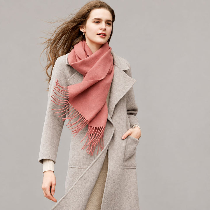 Classic Long Cashmere Scarf with Tassels