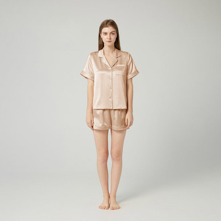 Double-Sided Silky Luxury Mulberry Silk Pajama Shorts Set for Women LSP004