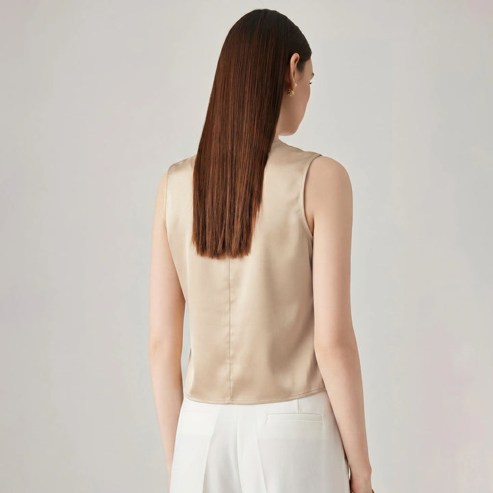 22 Momme V-Neck Sleeveless Silk Tank Top for Women