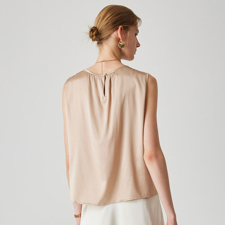22 Momme Women's Round Neck Sleeveless Silk Shell Top
