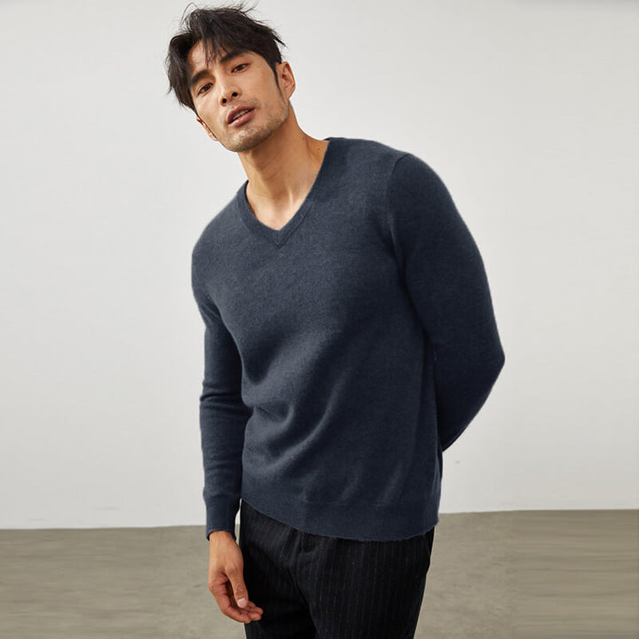 Men's Classic 100% Cashmere V-Neck Sweater