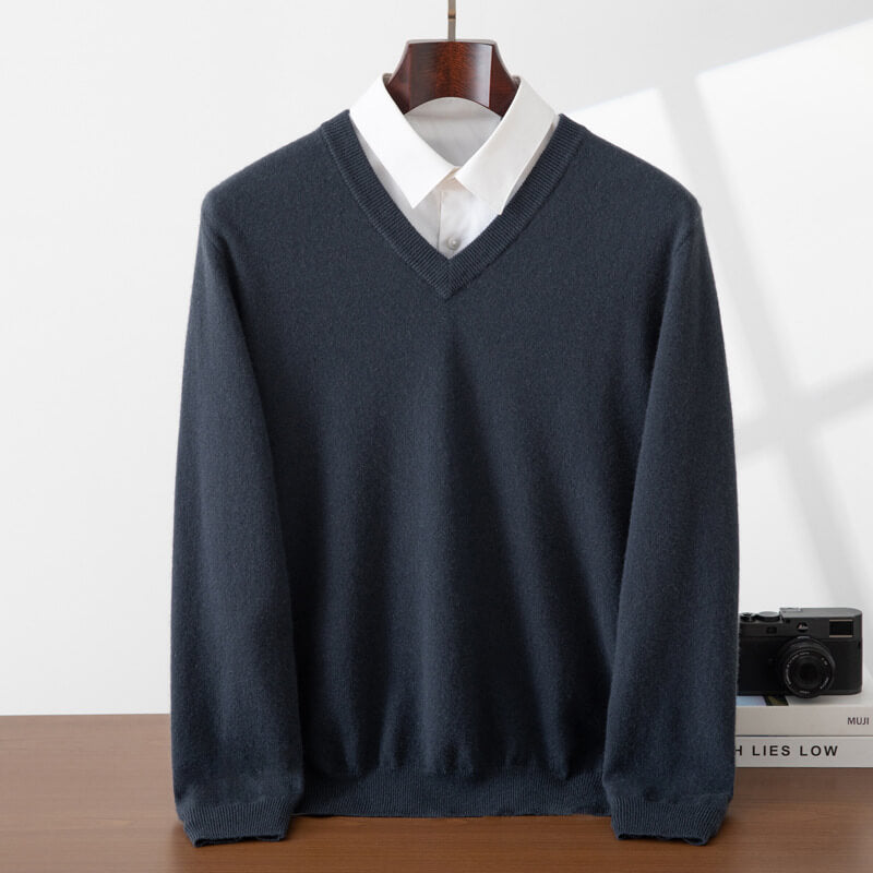Men's Classic 100% Cashmere V-Neck Sweater