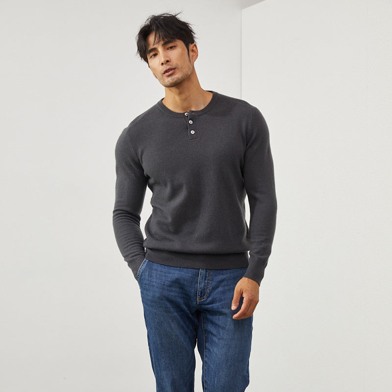 Men's Premium 100% Cashmere Henley Sweater