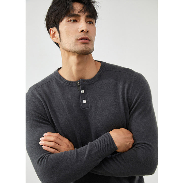 Men's Premium 100% Cashmere Henley Sweater