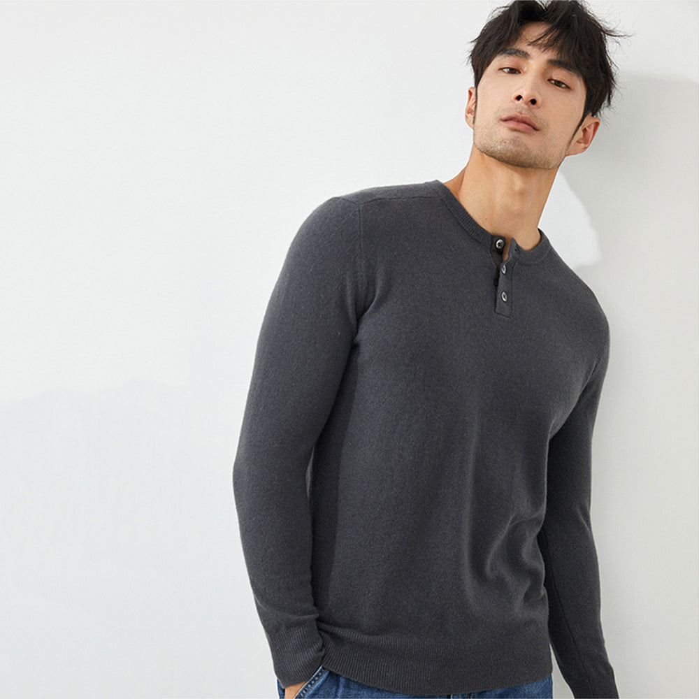 Men's Premium 100% Cashmere Henley Sweater