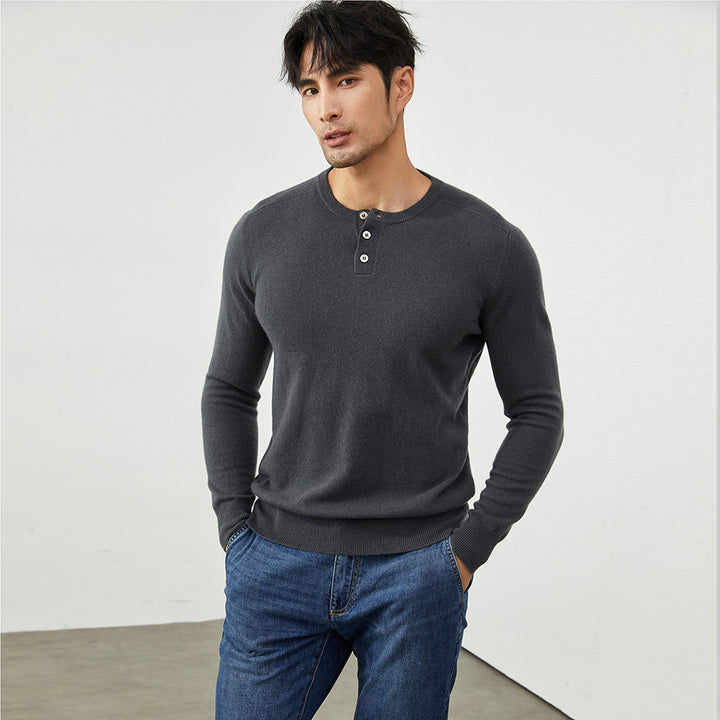 Men's Premium 100% Cashmere Henley Sweater