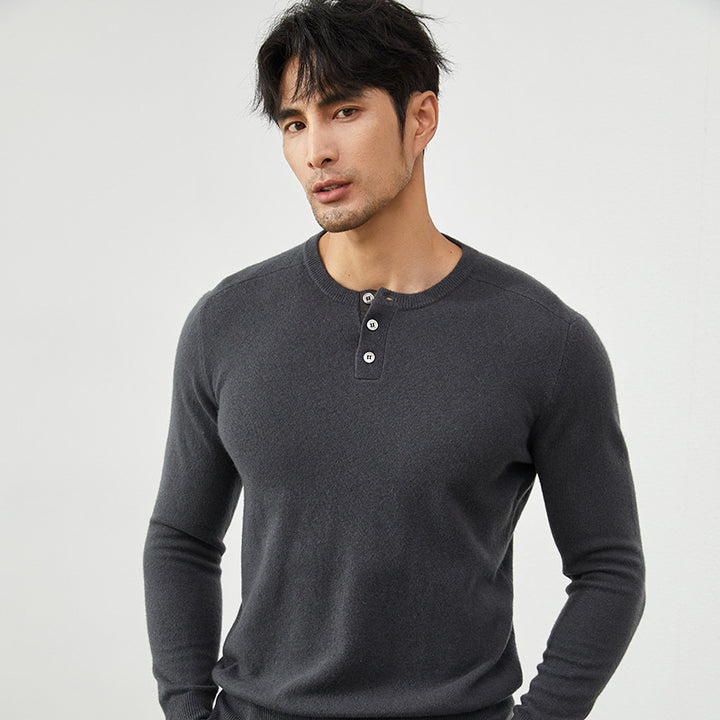 Men's Premium 100% Cashmere Henley Sweater