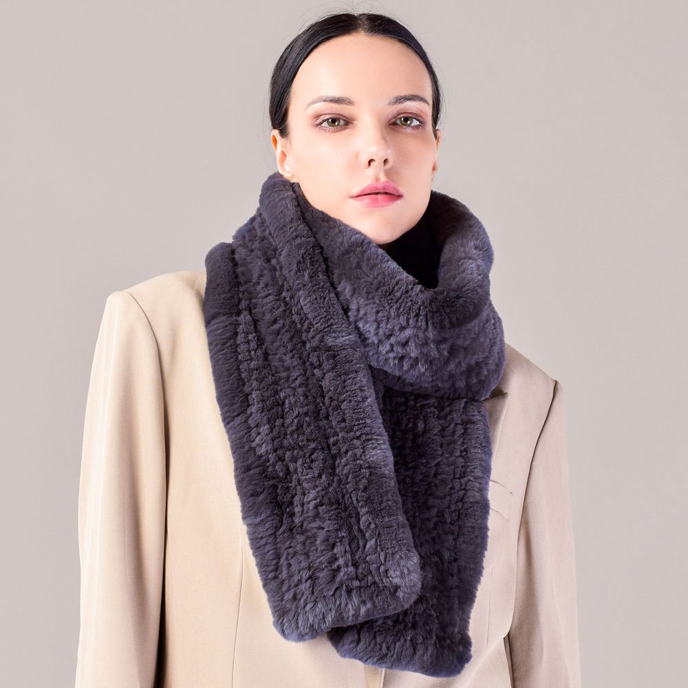 Real Rabbit Fur Scarf Women Winter Soft Warm Fashion Long Scarves