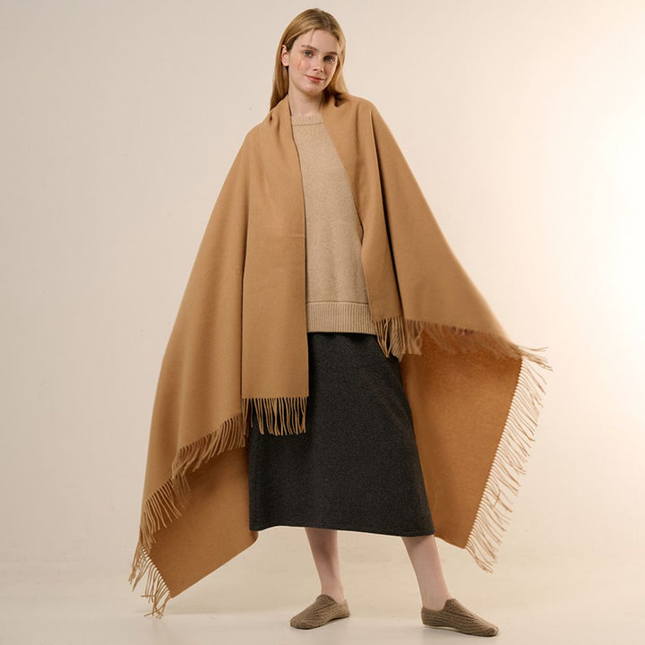 Oversized Soft Fringed 100% Cashmere Shawl Blanket Wrap for Travel