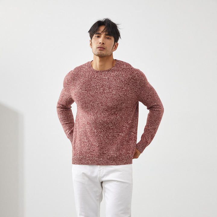 Men's Luxury Marled Crewneck 100% Cashmere Sweater