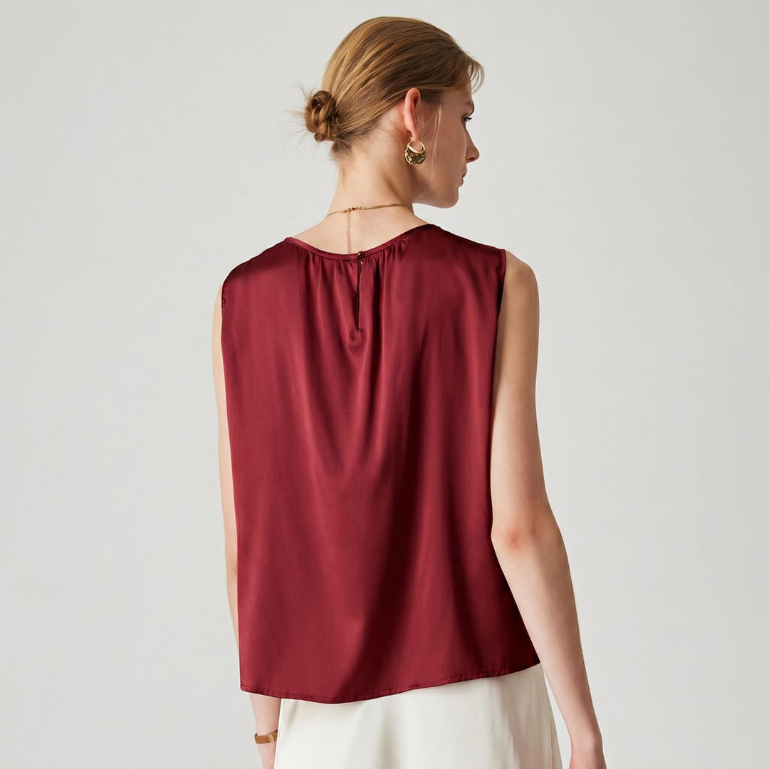 22 Momme Women's Round Neck Sleeveless Silk Shell Top