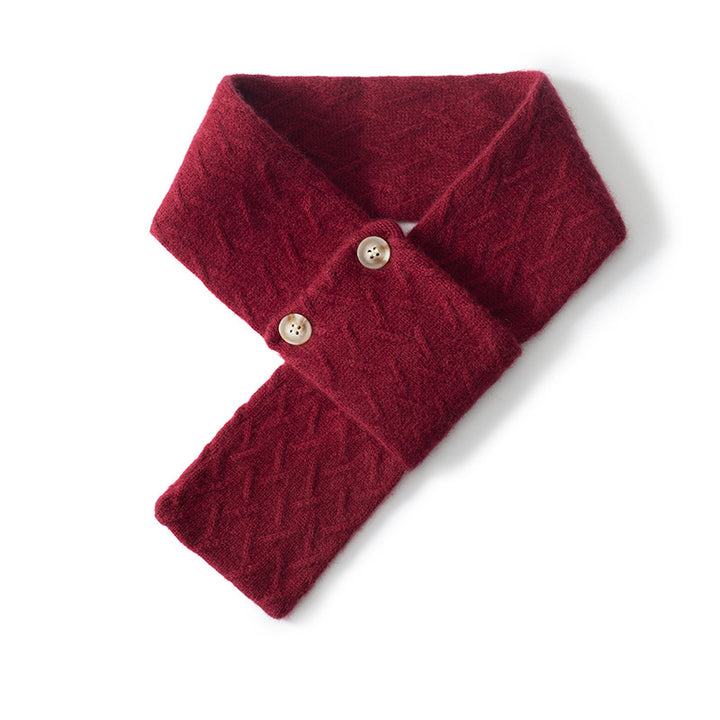 Cozy Pure Cashmere Chunky Knit Buttoned Scarf
