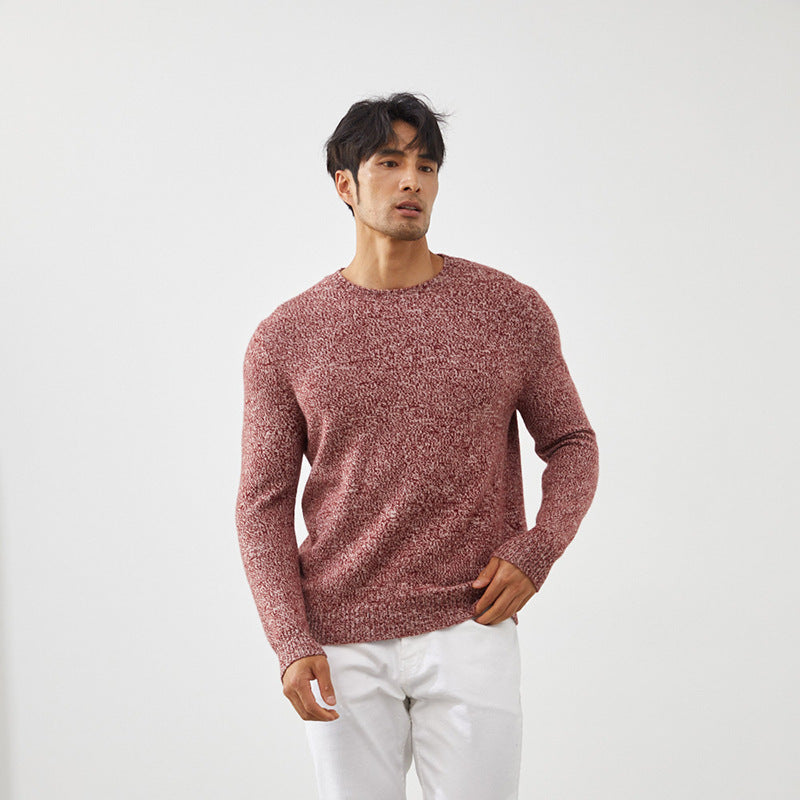 Men's Luxury Marled Crewneck 100% Cashmere Sweater