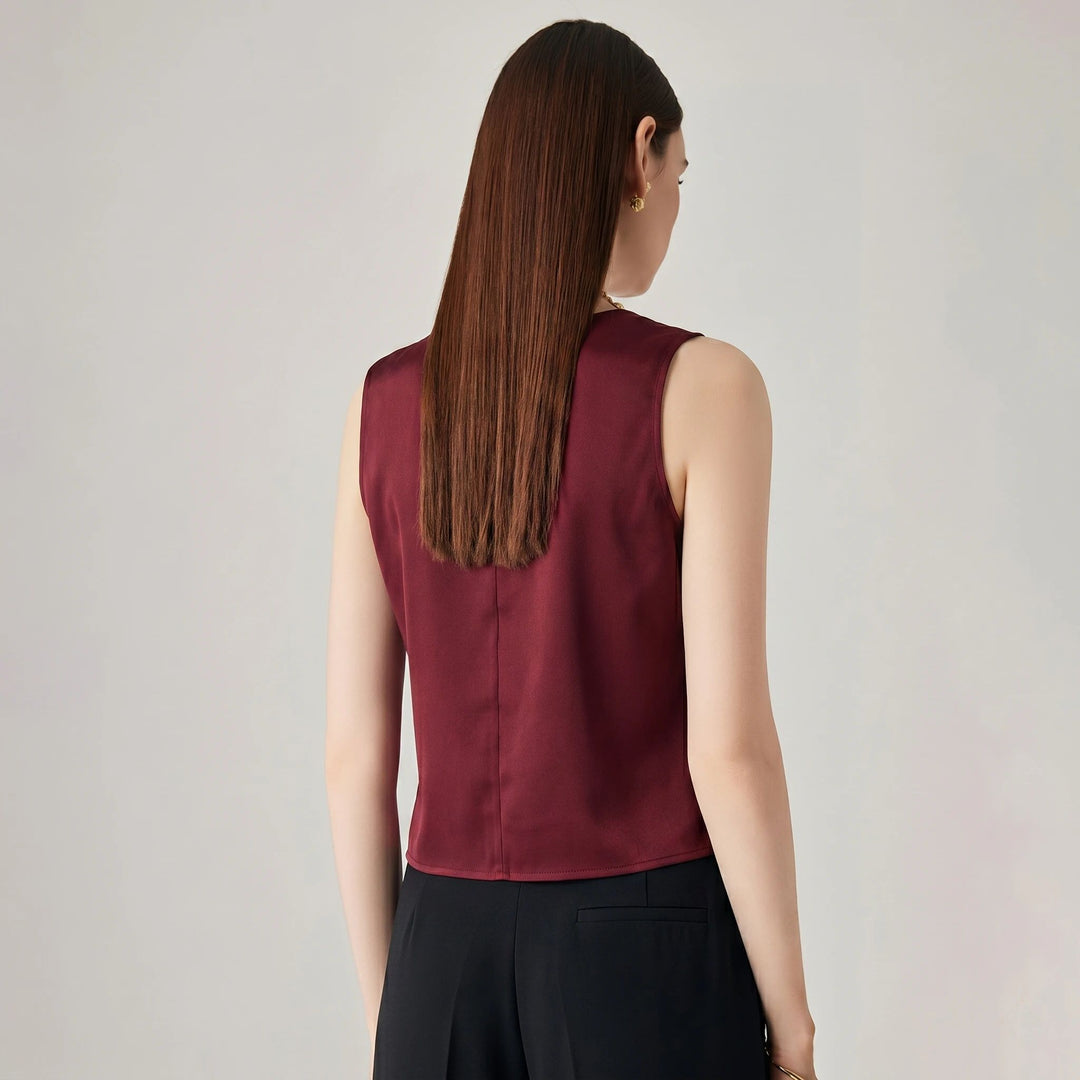 22 Momme V-Neck Sleeveless Silk Tank Top for Women