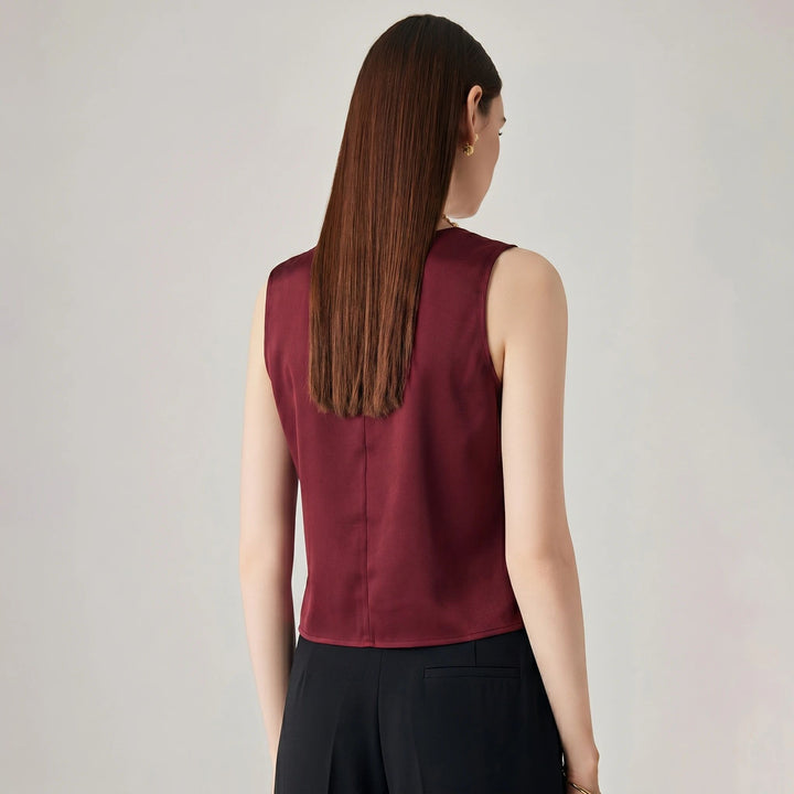 22 Momme V-Neck Sleeveless Silk Tank Top for Women