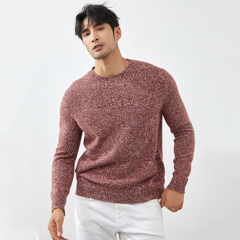 Men's Luxury Marled Crewneck 100% Cashmere Sweater