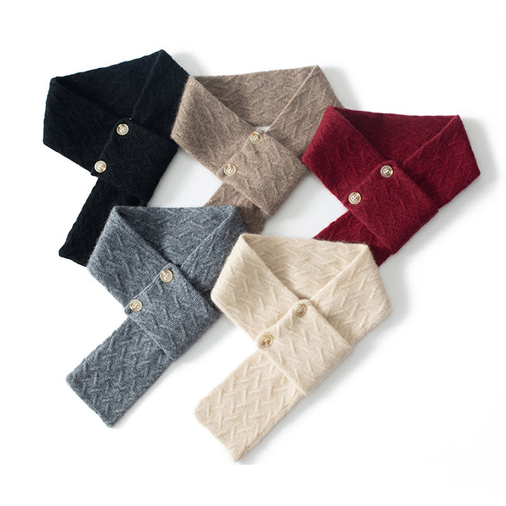 Cozy Pure Cashmere Chunky Knit Buttoned Scarf