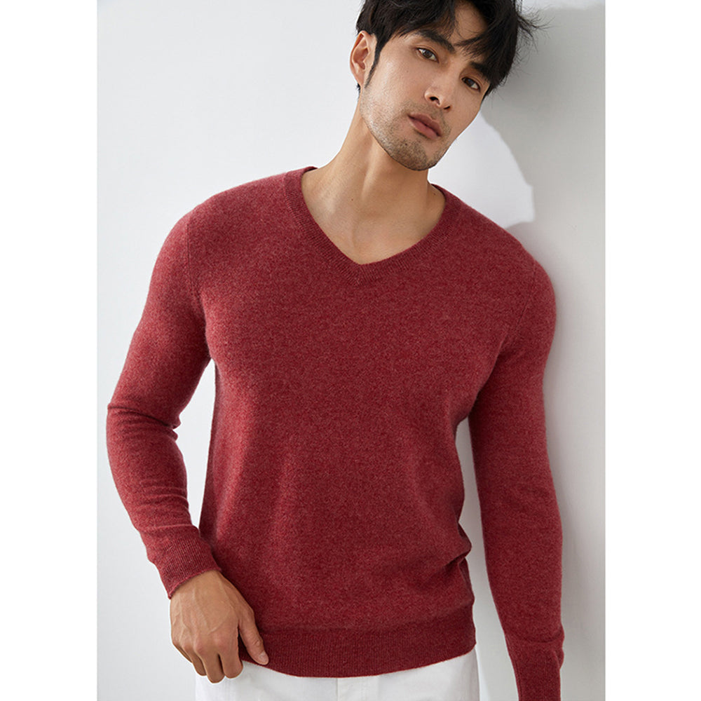 Men's Classic V-Neck 100% Cashmere Pullover Sweater